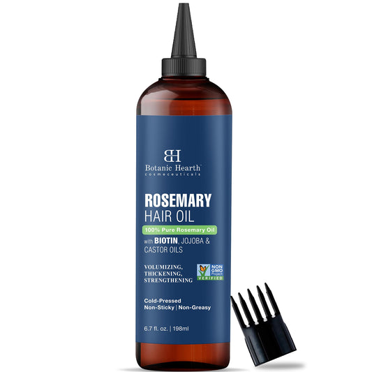 Botanic Hearth 100% Pure Rosemary Oil For Hair Growth (6.7 fl oz) Infused With Biotin Jojoba & castor Oil